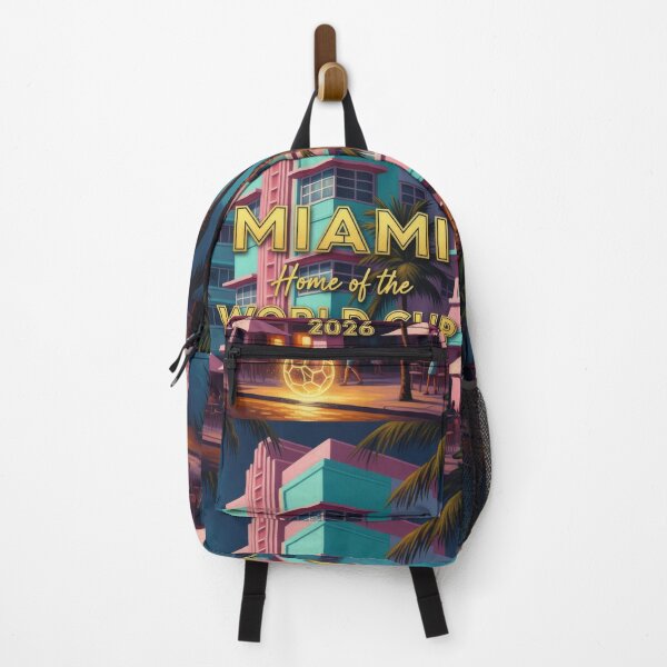 Item preview, Miami Home of the World Cup 2026 Art Deco Night Soccer Poster — Ocean Drive Neon Print designed and sold by BrickByDream.