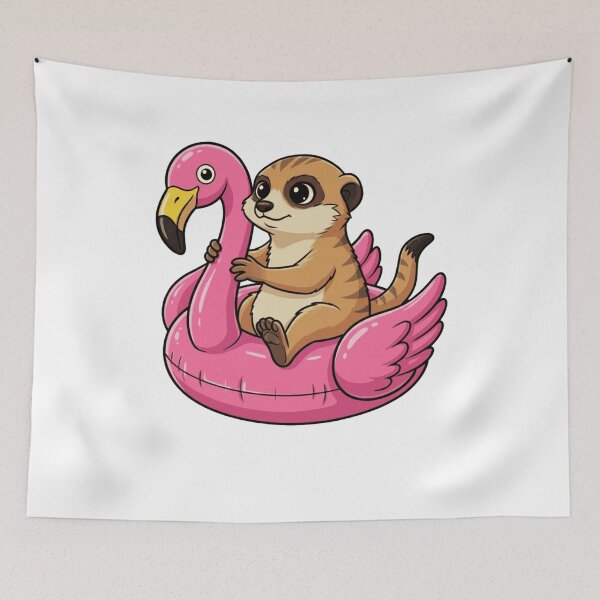 Item preview, Cute Meerkat Riding Pink Flamingo Pool Float designed and sold by k3rstman1.