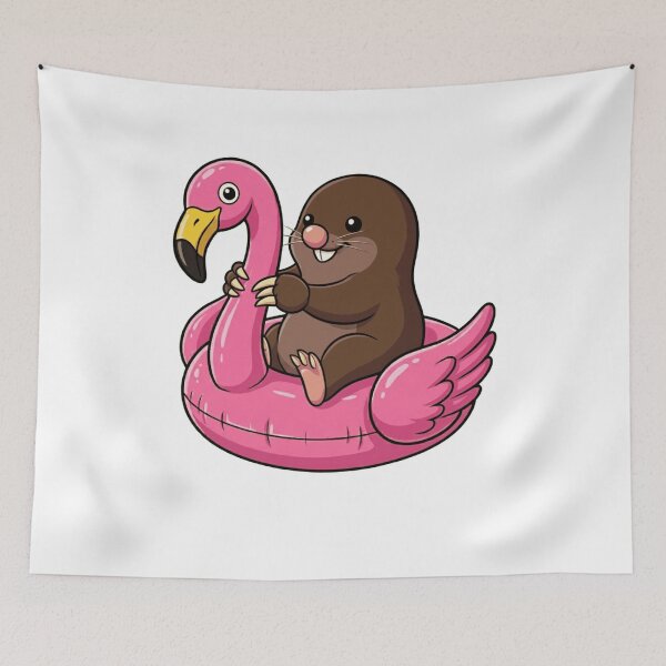 Item preview, Cute Cartoon Mole on Flamingo Pool Float designed and sold by k3rstman1.