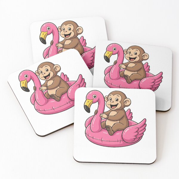 Item preview, Cute Monkey on Pink Flamingo Pool Float designed and sold by k3rstman1.