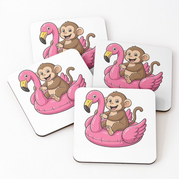 Item preview, Cute Monkey on Pink Flamingo Pool Float designed and sold by k3rstman1.