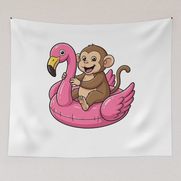 Item preview, Cute Monkey on Pink Flamingo Pool Float designed and sold by k3rstman1.