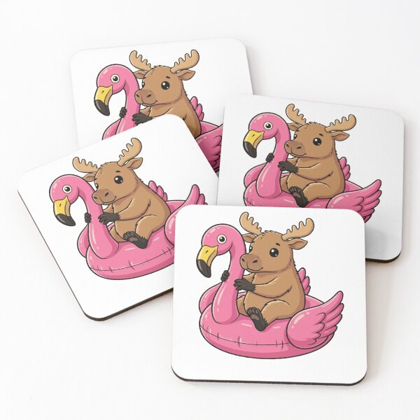 Item preview, Cute Moose in Pink Flamingo Pool Float designed and sold by k3rstman1.