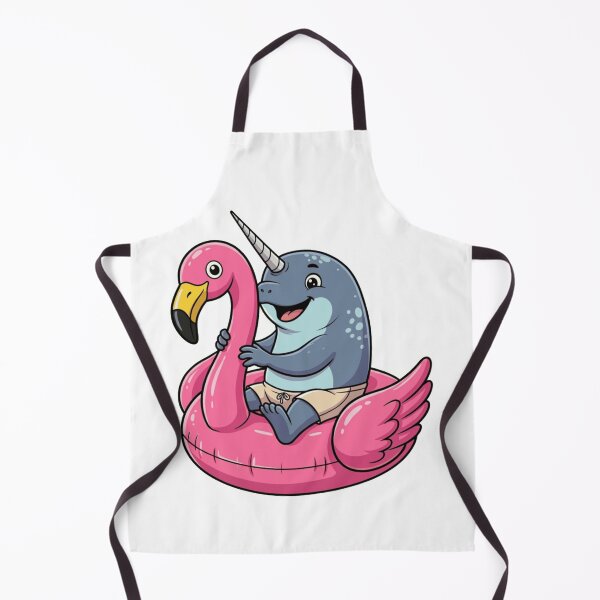 Item preview, Cute Cartoon Narwhal on Flamingo Pool Float designed and sold by k3rstman1.