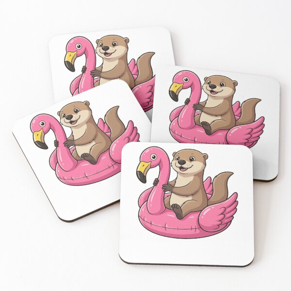 Item preview, Cute Otter on Pink Flamingo Pool Float designed and sold by k3rstman1.