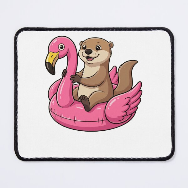 Item preview, Cute Otter on Pink Flamingo Pool Float designed and sold by k3rstman1.