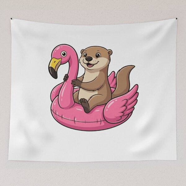 Item preview, Cute Otter on Pink Flamingo Pool Float designed and sold by k3rstman1.
