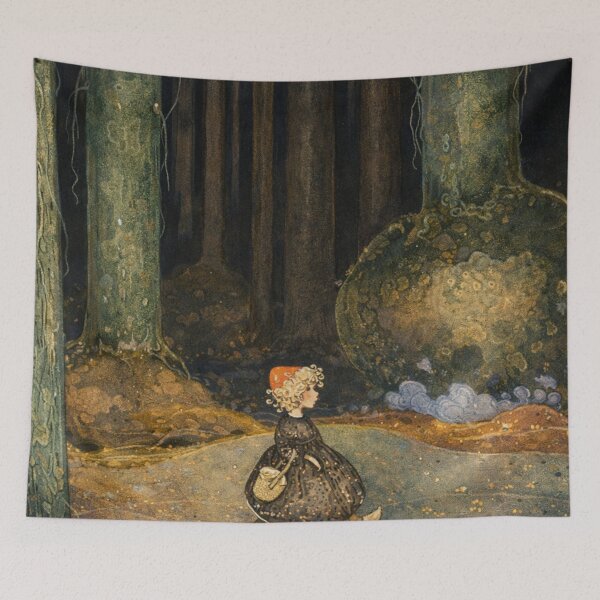 Item preview, Little Red Riding Hood - Fairytale Illustration Art Nouveau Girl in Enchanted Forest for Fantasy Art Lovers designed and sold by RickE.