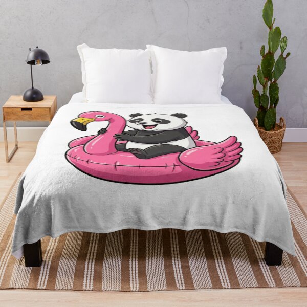 Item preview, Cute Panda Riding Pink Flamingo Pool Float designed and sold by k3rstman1.