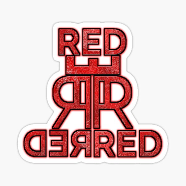 Emboss red RED logo. Sticker