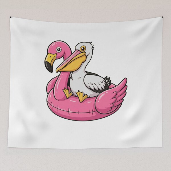 Item preview, Cute Pelican on Pink Flamingo Pool Float designed and sold by k3rstman1.