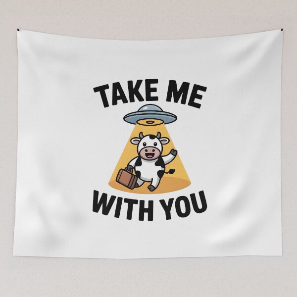 Item preview, Funny Take Me With You Alien Abduction Cow Meme Sticker designed and sold by Mr-wow.