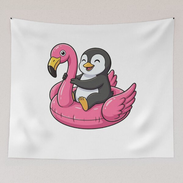 Item preview, Cute Penguin on Pink Flamingo Pool Float designed and sold by k3rstman1.