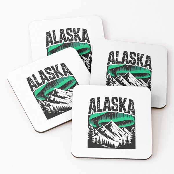 Artikelvorschau, Alaska Northern Lights Mountain Illustration – Aurora Borealis Nature Design entworfen und verkauft von Timegraf.
