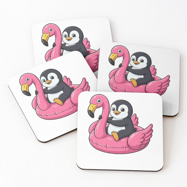 Item preview, Kawaii Penguin Riding Pink Flamingo Pool Float designed and sold by k3rstman1.