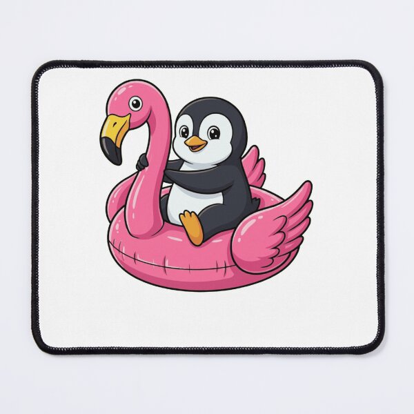 Item preview, Kawaii Penguin Riding Pink Flamingo Pool Float designed and sold by k3rstman1.