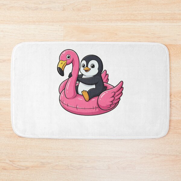Item preview, Kawaii Penguin Riding Pink Flamingo Pool Float designed and sold by k3rstman1.