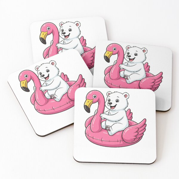 Item preview, Cute Polar Bear Cub on Pink Flamingo Float designed and sold by k3rstman1.