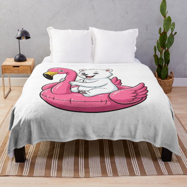 Item preview, Cute Polar Bear Cub on Pink Flamingo Float designed and sold by k3rstman1.