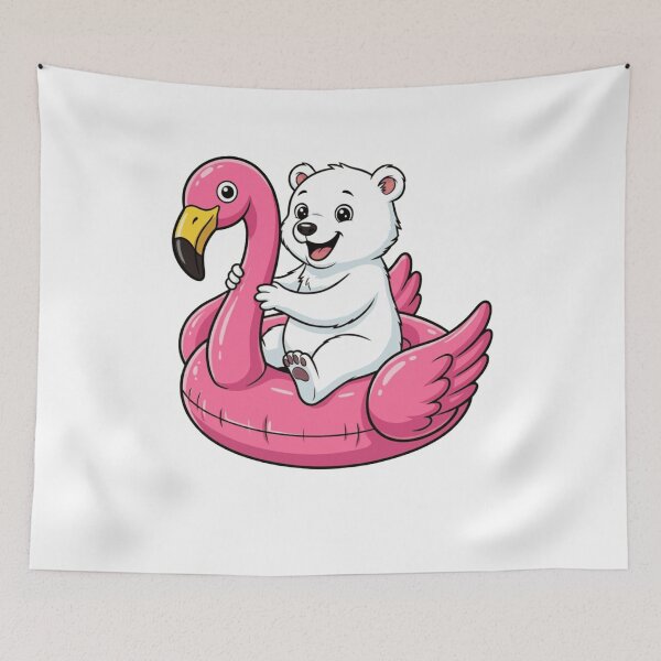 Item preview, Cute Polar Bear Cub on Pink Flamingo Float designed and sold by k3rstman1.