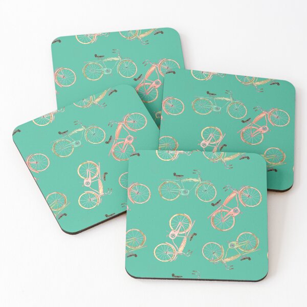 Item preview, Watercolored Vintage Beach Cruiser on Jade Green Background  designed and sold by PD-Coastal.