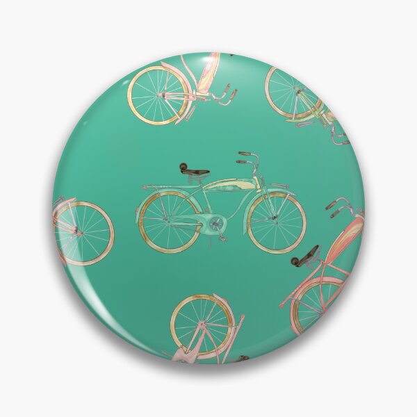 Item preview, Watercolored Vintage Beach Cruiser on Jade Green Background  designed and sold by PD-Coastal.