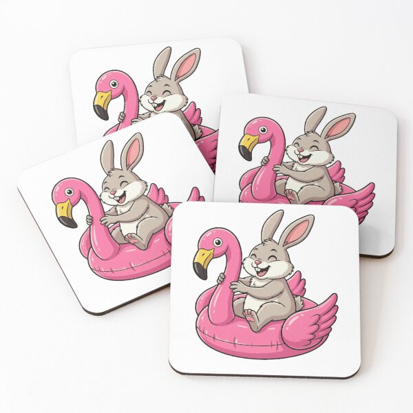 Item preview, Cute Bunny on Pink Flamingo Pool Float designed and sold by k3rstman1.