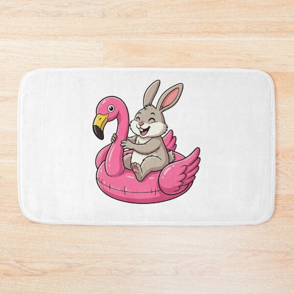 Item preview, Cute Bunny on Pink Flamingo Pool Float designed and sold by k3rstman1.
