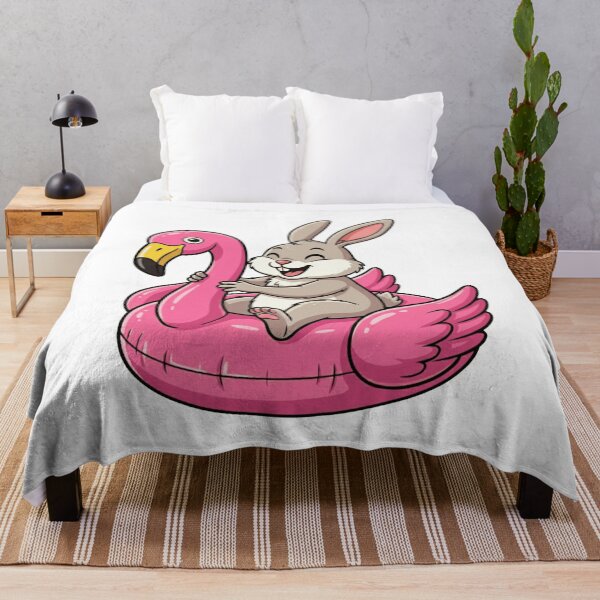 Item preview, Cute Bunny on Pink Flamingo Pool Float designed and sold by k3rstman1.