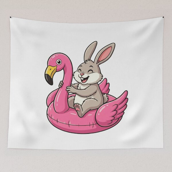 Item preview, Cute Bunny on Pink Flamingo Pool Float designed and sold by k3rstman1.