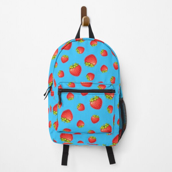 Item preview, Cute Cartoon Strawberry Fruit Summer Print on Blue designed and sold by BeJolley.