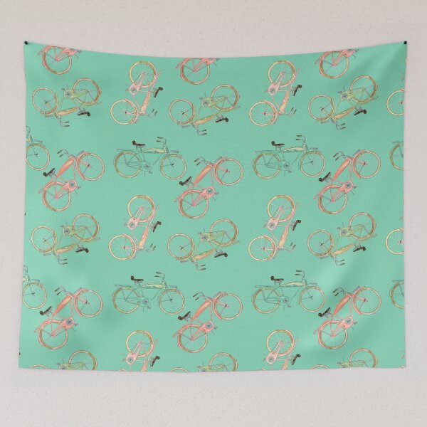 Item preview, Watercolored Vintage Beach Cruiser on Mint Green Background  designed and sold by PD-Coastal.