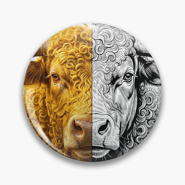 Item preview, Split Face Bull Art: Realistic & Line Fusion designed and sold by Lura busah.