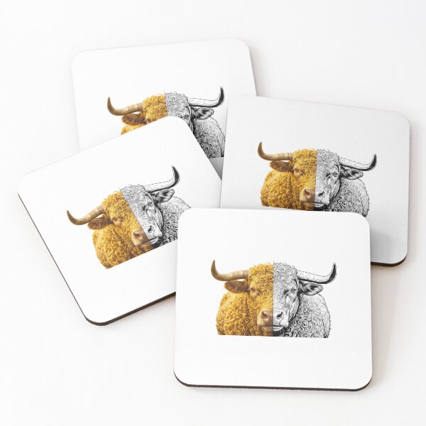 Item preview, Split Face Bull Art: Realistic & Line Fusion designed and sold by Lura busah.