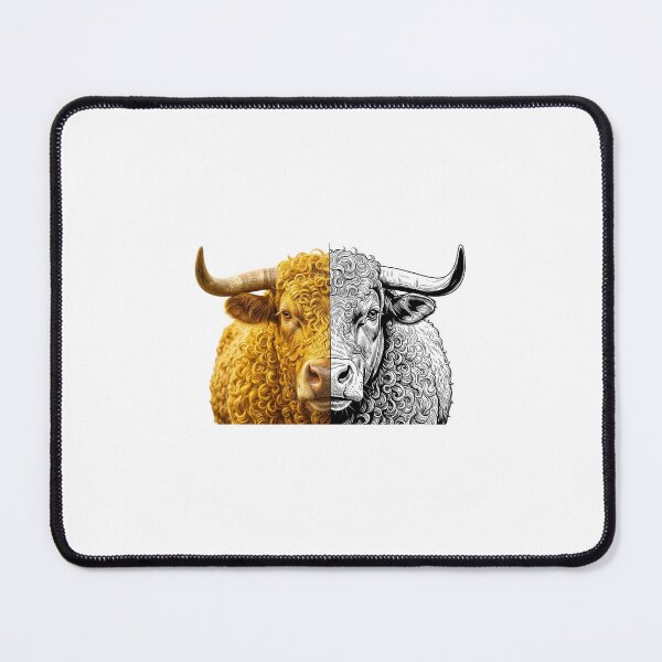 Item preview, Split Face Bull Art: Realistic & Line Fusion designed and sold by Lura busah.