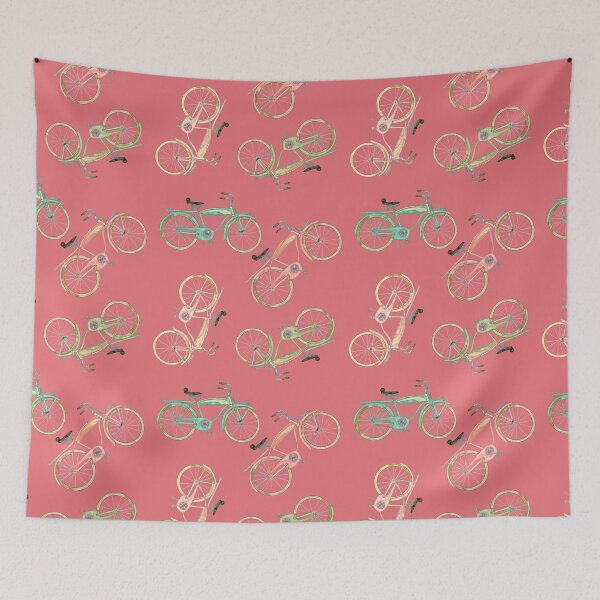 Item preview, Watercolored Vintage Beach Cruiser on Watermelon Red Background  designed and sold by PD-Coastal.