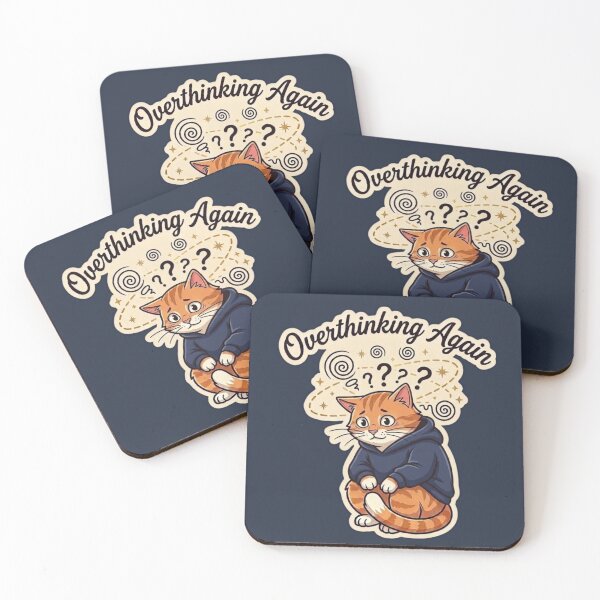 Item preview, Overthinking Again Cute Cat Anxiety Meme Funny Introvert Cat Design designed and sold by MoonVibe-studio.
