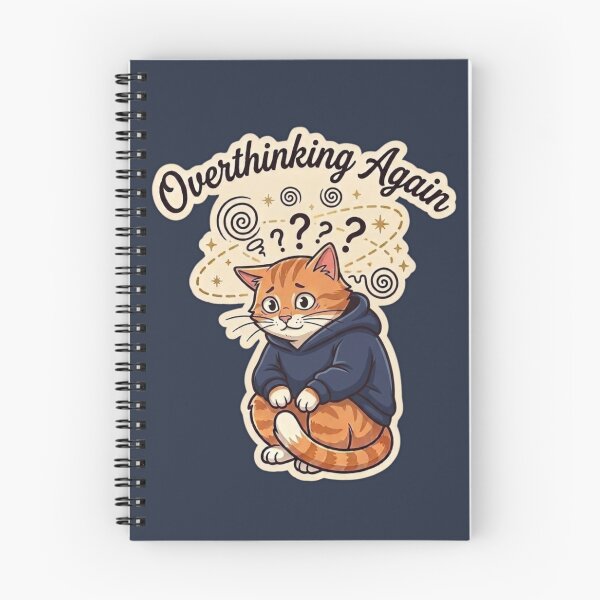 Item preview, Overthinking Again Cute Cat Anxiety Meme Funny Introvert Cat Design designed and sold by MoonVibe-studio.
