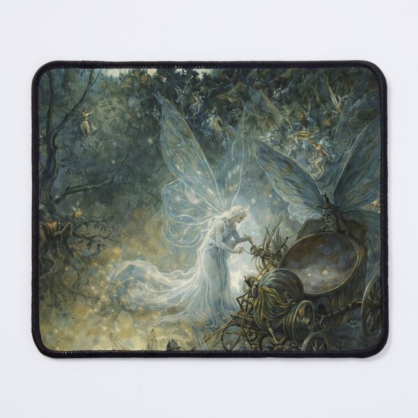 Item preview, Fairy Illustration Art Nouveau Moonlit Forest Carriage Scene for Fantasy Art Lovers designed and sold by RickE.