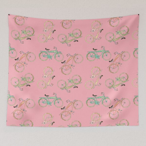 Item preview, Watercolored Vintage Beach Cruiser on Pastel Pink Background  designed and sold by PD-Coastal.