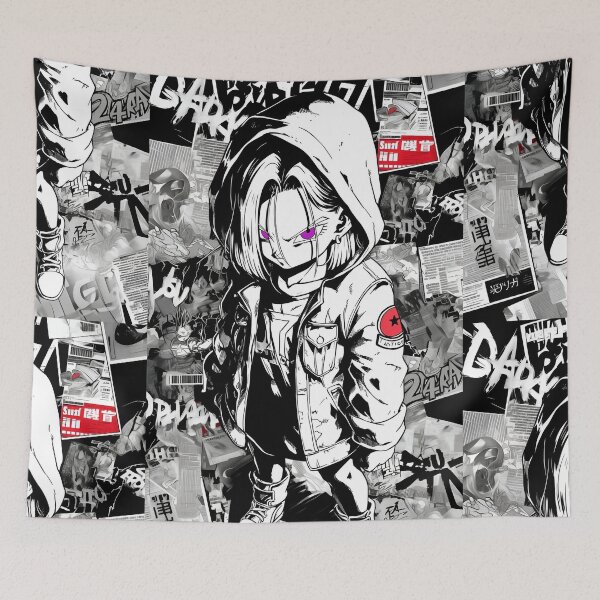 Item preview, Urban Rebel Anime Girl – Black & White Street Art Aesthetic Hoodie Character designed and sold by Dyan4.