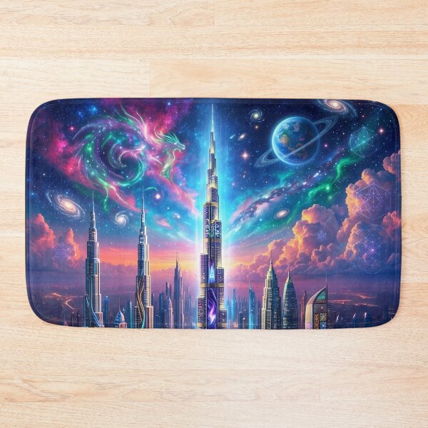 Item preview, Burj Khalifa Dubai - Psychedelic Cosmic Cityscape Art designed and sold by Lucid Dream Pixel.