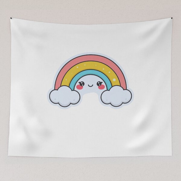 Item preview, Cute Kawaii Rainbow Fluffy Cloud Happy Sticker designed and sold by funnyshop222.