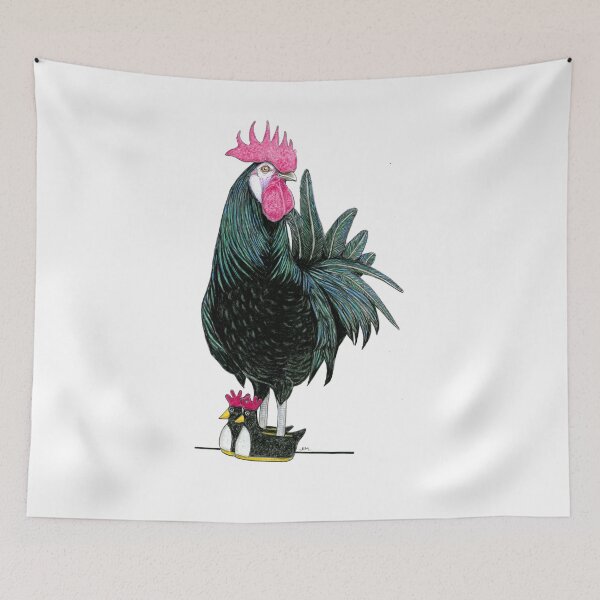 Item preview, White Faced Black Spanish Rooster in Chicken Slippers designed and sold by JimsBirds.