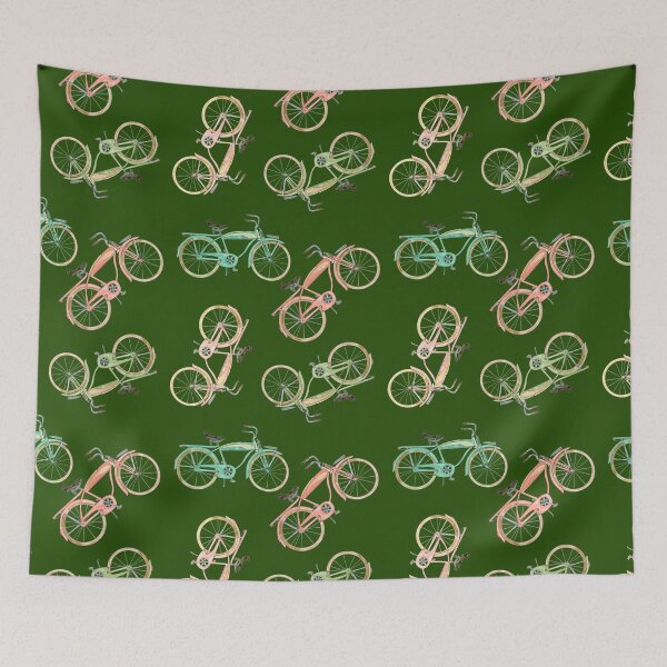 Item preview, Watercolored Vintage Beach Cruiser on Dark Green Background  designed and sold by PD-Coastal.