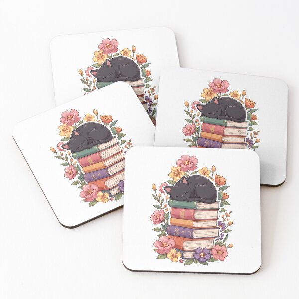 Item preview, Black Cat Sleeping on Stack of Books designed and sold by MirelaSorescu.
