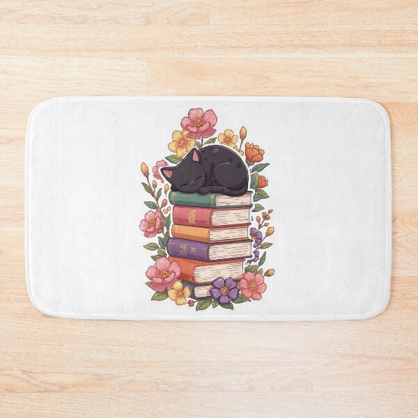 Item preview, Black Cat Sleeping on Stack of Books designed and sold by MirelaSorescu.