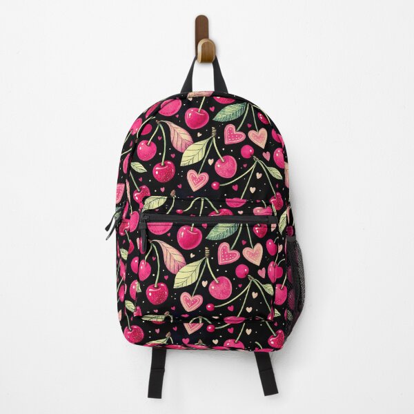 Item preview, Dark Coquette Cherry Pattern Vintage Pink Hearts designed and sold by AOCollections.