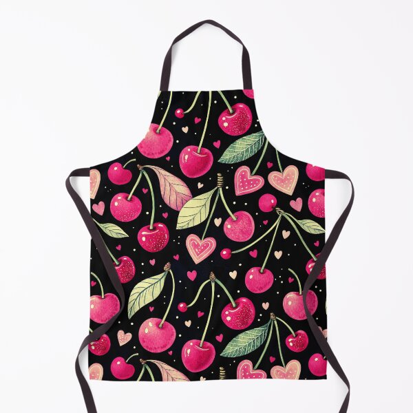 Item preview, Dark Coquette Cherry Pattern Vintage Pink Hearts designed and sold by AOCollections.