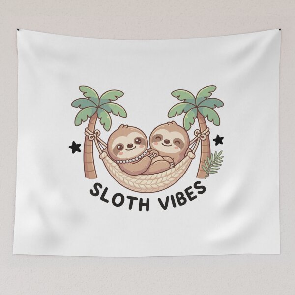 Item preview, Kawaii Sloth Duo Relaxing in Tropical Hammock designed and sold by Wear Sculpt.